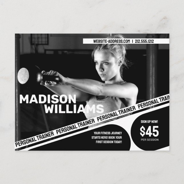 Bold Personal Trainer Photo Postcard (Front)