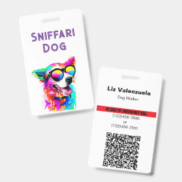 Bold Pet Sitter Dog Walker QR Code Emergency ID Badge