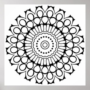 Bold Petal Mandala Colouring Page Floral Pattern Poster