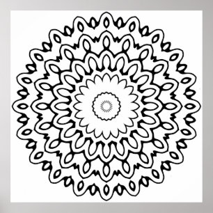 Bold Petal Wave Mandala with Radiating Loops Art Poster