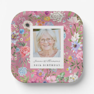 Bold Photo 80th Birthday Photo Paper  Plate