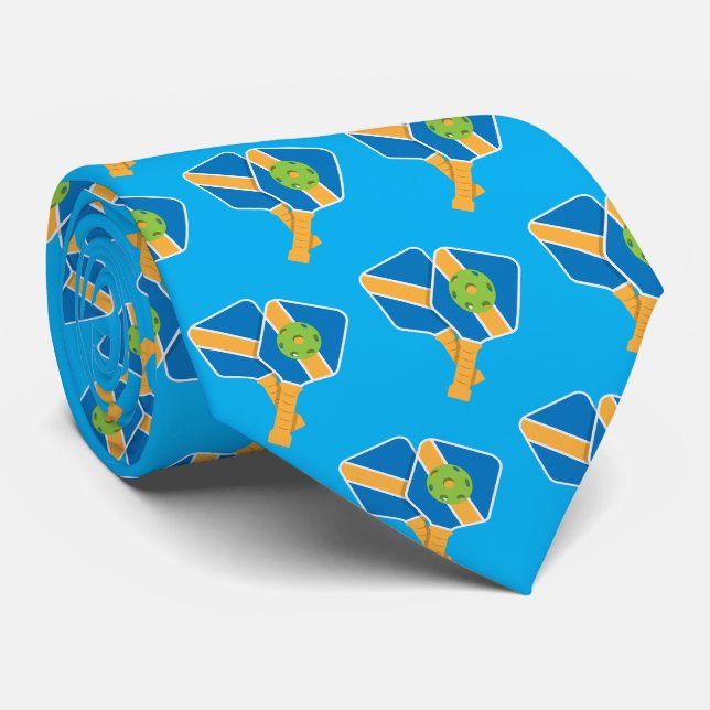 Bold Pickleball Paddle Pattern Tie (Rolled)