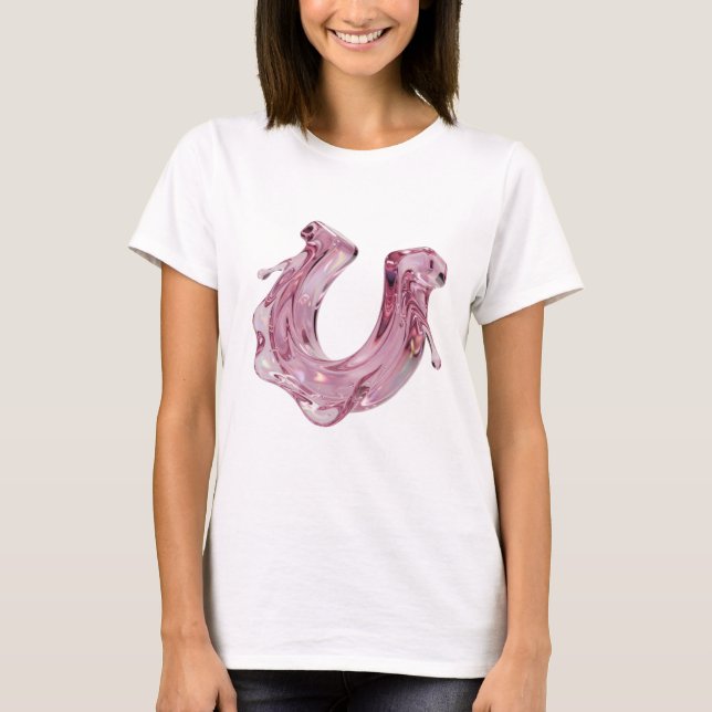 Bold Pink ABSTRACT ART Graphic Design T-Shirt (Front)