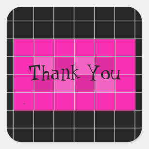 Bold Pink and Black Tile Thank You Sticker