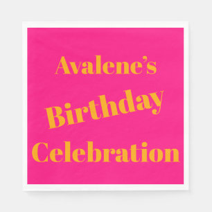Bold Pink and Bright Orange Birthday Celebration Napkin