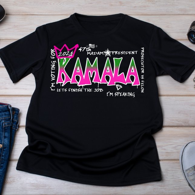 Bold Pink and Green Kamala 2024 Graffiti T-Shirt (Creator Uploaded)