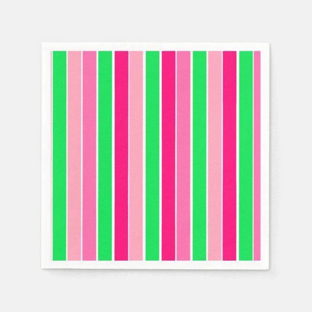 Bold Pink and Green Stripes  Napkin (Front)