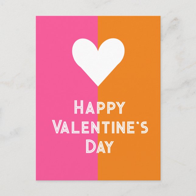 Bold pink and orange pop art Valentine's postcard (Front)