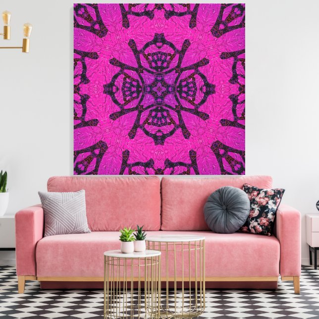 Bold Pink and Purple Geometric Pattern Canvas Print (Insitu(LivingRoom))