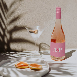 Bold Pink And White Typography Valentines Day Sparkling Wine Label