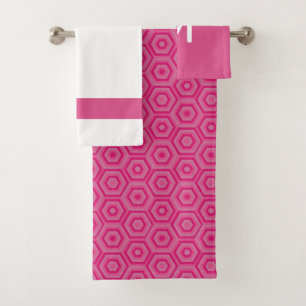 Bold Pink and White with Optional Monogram Bath Towel Set