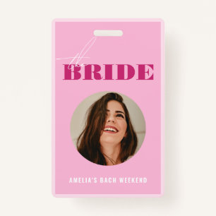 Bold Pink Bachelorette Buy The Bride A Drink Badge ID Badge