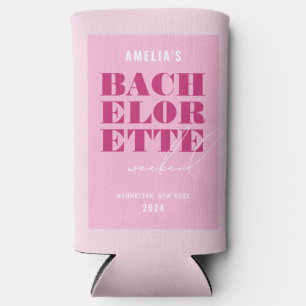 Bold Pink Bachelorette Weekend Seltzer Can Cooler