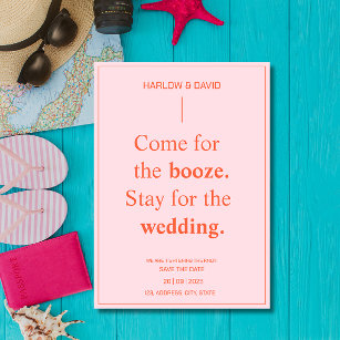 Bold Pink blush Wedding Save the Dates Invitation