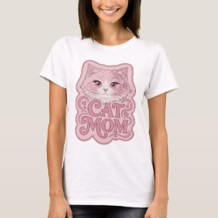 Bold Pink CAT MOM Bold Design T-Shirt