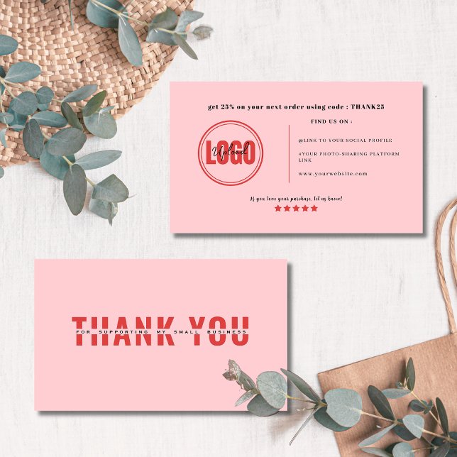 Bold Pink Custom Thank You Card for Small business (Creator Uploaded)