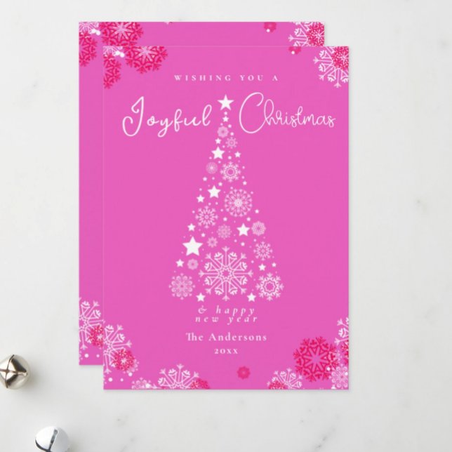 Bold Pink Festive Calligraphy Merry Christmas Holiday Card (Creator Uploaded)