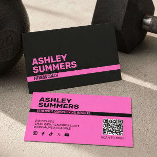 Bold Pink Fitness Coach  Business Card