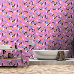 bold pink floral abstract modern pretty Wallpaper