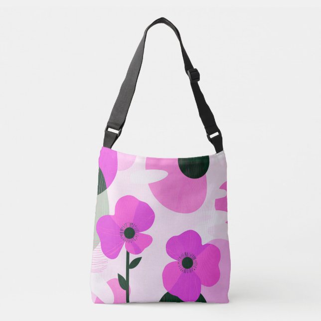Bold Pink Floral Modern Tote Bag (Front)