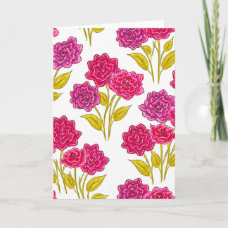 Bold Pink Floral Pattern Blank Card