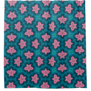 Bold Pink Floral Pattern Shower Curtain