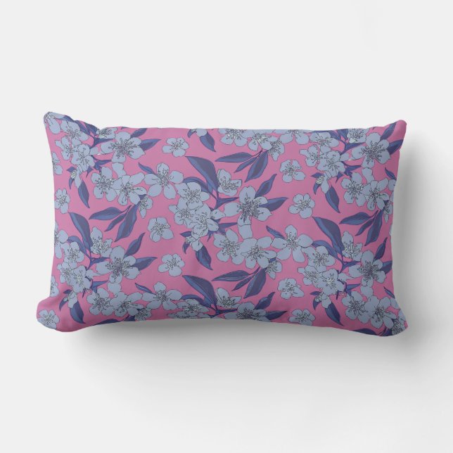 Bold Pink Floral Throw Pillow (Front)