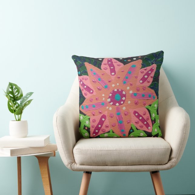 Bold Pink Flower Cushion (Chair)