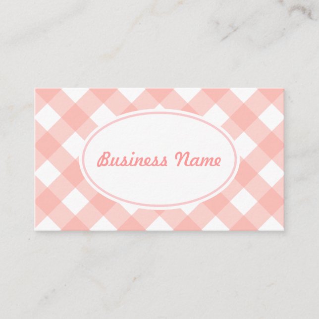 Bold Pink Gingham Business Card (Front)