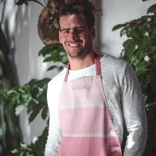 Bold Pink Gradient Stripe Monogram Apron