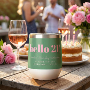 Bold Pink Green Modern 21st Birthday Custom