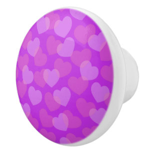 Bold Pink Hearts Ceramic Knob