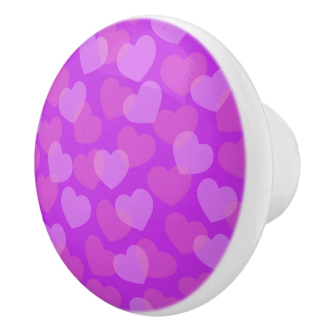 Bold Pink Hearts Ceramic Knob (Right)