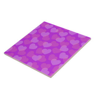 Bold Pink Hearts Decorative Ceramic Tile