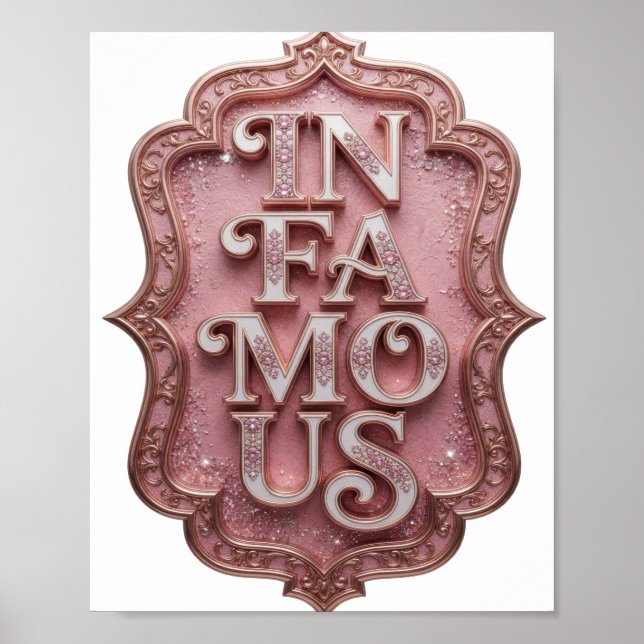 Bold Pink IN FAMOUS 3D Text Art Poster (Front)