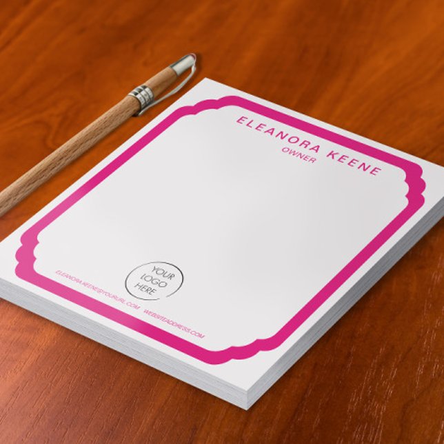 Bold Pink Logo, Name, and Contact Info Business Notepad (Creator Uploaded)