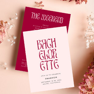 Bold Pink Magenta Typography Bachelorette Weekend Invitation