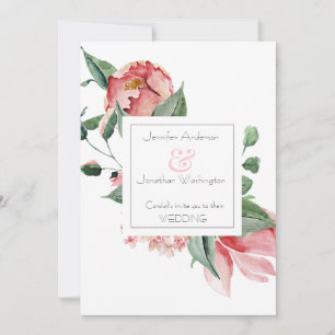 Bold Pink Magnolia - Beautiful Floral Wedding Announcement