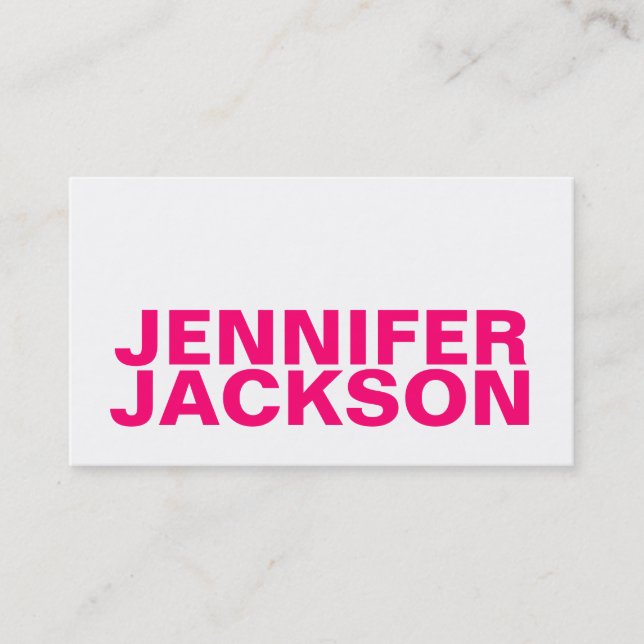 Bold pink minimalist cool business card (Front)