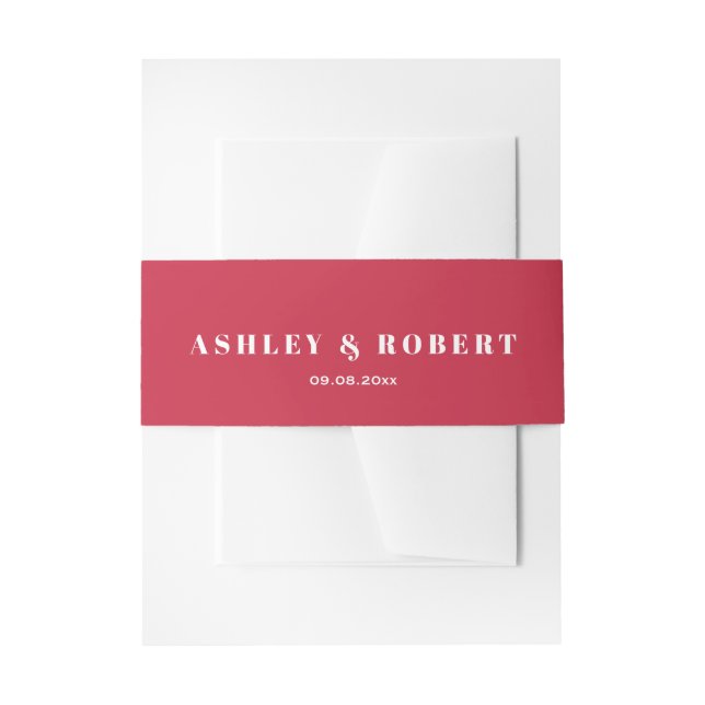 Bold Pink Modern Wedding Invitation Belly Band (Front Example)