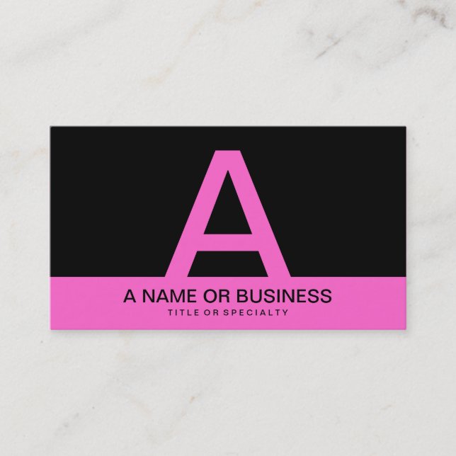 bold PINK monogram Business Card (Front)