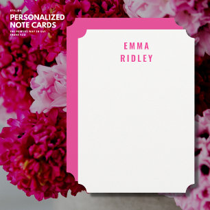 Bold Pink Monogram Personalized Note Card