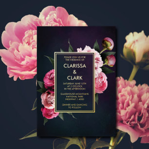 Bold Pink Moody Peony Flower Chic Wedding