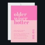 Bold Pink Older, Wiser, Hotter 30th Birthday Invitation<br><div class="desc">Celebrate turning 30 in style with our bold and trendy 'Older, Wiser, Hotter' 30th birthday invitation. This eye-catching minimalist design features a striking hot pink background that adds a touch of sophistication to your milestone celebration. Our carefully crafted invitation captures the essence of entering a new decade with confidence and...</div>