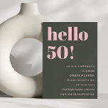 Bold Pink Olive Sage Modern 50th Birthday Party Invitation<br><div class="desc">Bold Typography Blush Pink and Olive Sage Green Modern 50th Birthday Invitation</div>