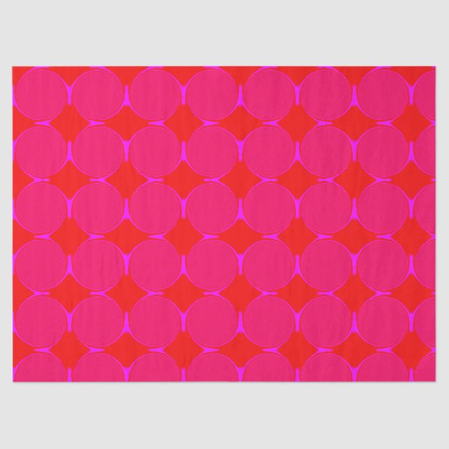  Bold Pink Orange Diamond Pattern Tissue Paper (Front)