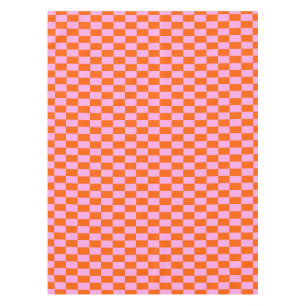 Bold Pink Orange Modern Geometric Check Pattern Tablecloth