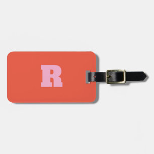 Bold Pink Orange Monogram Gift Party Favor 2025 Luggage Tag