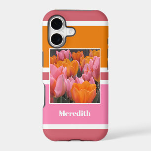 Bold Pink Orange Tulips Personalised