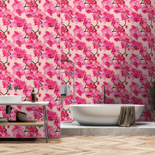 Bold Pink Orchid Floral Botanical Removable Wallpaper